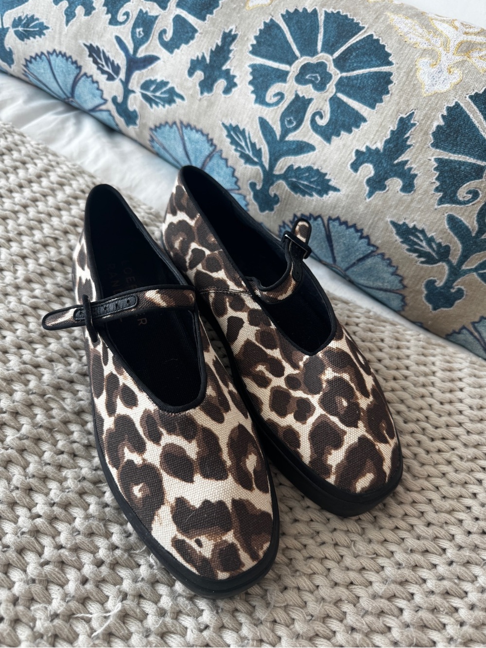 Loeffler Randall Brown and Cream Leopard Mary Jane Flats